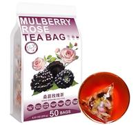 100% Pure Natural Herbal Tea, Mulberry Rose Tea Bag, 250g/8.81oz (5g*50bags), 桑葚玫瑰茶, feuilles d'olivier, poireaux, lys, sans caféine, sans additifs, sans OGM