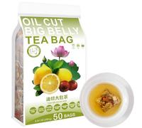 100% Pure Natural Herbal Tea, Oil Cut Big Belly Tea Bag, 250g/8.81oz (5g*50bags) 油切大肚茶 Cassia à gros ventre coupé à l'huile, écorce d'orange, aubépine, feuille de lotus, citron, sans caféine
