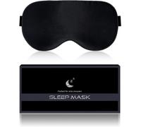 100% Pure Silk Sleep Mask,Anti-Allergic And Blackout Sleep Mask With Adjustable Headband,Suitable For Men And Women (Black)