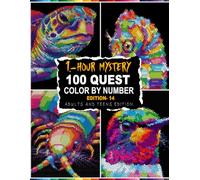 100 QUEST 1-HOUR MYSTERY MOSAIC: 100 Color By Number in 5 Unique Shapes - Circle, Triangle, Hexagon, Rectangle & Glass - With Master Color Palette for Adults and Teens