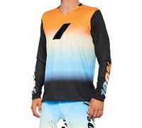 Maillot manches longues 100 r core x sunset bleu orange