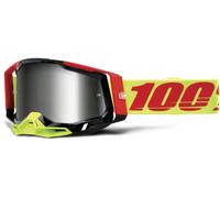100% Racecraft II Wiz Lunettes de motocross, Rouge/Néon jaune