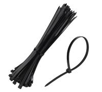 100 racines Serre cable,300 mm x 7,6 mm, Serflex Noir,serre cable plastique 300mm,serre cable plastique,Professionnelles Attache Câble, Adaptées à l'Industrie,Secteur des Câbles (Noires)