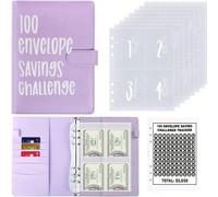 100 Reliure de défi d'épargne d'enveloppe, 1 pièce de reliure de budget, livre de défi d'épargne d'argent, cahier de défi d'épargne, organisateur d'argent, livre de planificateur de budget comme meill