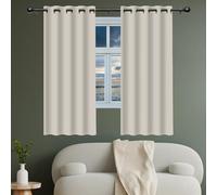 100% Rideau Occultant 150 x 152 cm Isolant Anti Froid 100% Lumiere Bloquer Anti Chaleur Rideaux Occultant pour Salon Design Moderne à Oeillets pour Chambre Adulte Salon, Beige