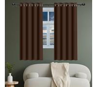 100% Rideau Occultant 150 x 157 cm Isolant Anti Froid 100% Lumiere Bloquer Anti Chaleur Rideaux Occultant pour Salon Design Moderne à Oeillets pour Chambre Adulte Salon, Brun