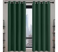 100% Rideau Occultant 151 x 181 cm Rideau Thermique Isolant Anti Chaleur Lin Thermique Isolant Design Moderne à Oeillets, Plusieurs Tailles pour Salon Chambre, Vert Foncé