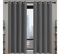 100% Rideau Occultant 153 x 174 cm Rideau Thermique Isolant Anti Chaleur Lin Thermique Isolant Design Moderne à Oeillets, Plusieurs Tailles pour Salon Chambre, Gris Foncé