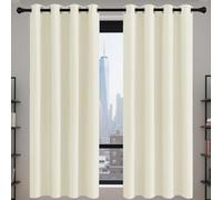 100% Rideau Occultant 160 x 172 cm Rideau Thermique Isolant Anti Chaleur Lin Thermique Isolant Design Moderne à Oeillets, Plusieurs Tailles pour Salon Chambre, Beige