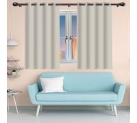 100% Rideau Occultant 460 x 370 cm Isolant Thermique Anti Froid Rideau Fenetre Design Moderne à Oeillets, Plusieurs Tailles pour Maison Chambre Fenetre, Beige