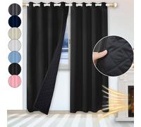 100% Rideaux occultants Thermo Noir Opaque Rideau occultant avec œillets Unicolore, 132*160cm
