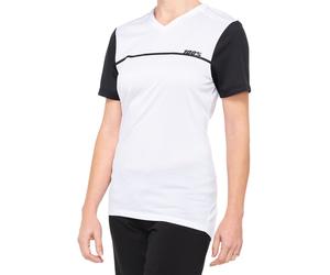 100% Ridecamp Maillot de vélo à manches courtes pour dames, Blanc/Noir, Taille S