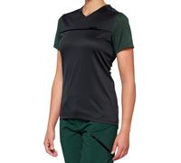 Maillot manches courtes femme 100 ridecamp gris charcoal forest vert