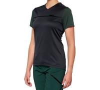 100% Ridecamp Maillot De Vélo À Manches Courtes Pour Dames, Noir-Vert, Taille Xl Pour Femmes Noir Vert