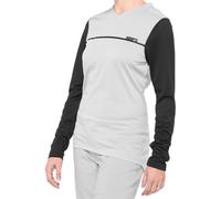 100% Ridecamp Maillot de vélo à manches longues pour dames, Gris clair/Noir, Taille M