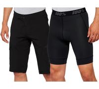 100% Ridecamp Shorts de vélo pour jeunes, noir, Taille 26