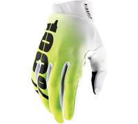 100% Ridefit Korp Gants de vélo, blanc-jaune, taille M pour homme