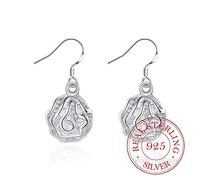 100% Rose Flower Long Dangle Earrings For Women Engagement Wedding Jewelry