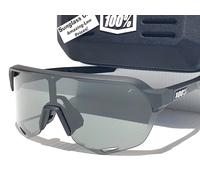 100% S2 Lunettes De Soleil Shield Cadre Noir Verre Gris Fumé 61003-102-02