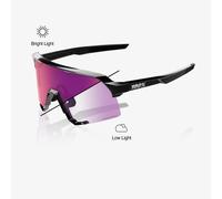 100% - S3 Cat 3 - Lunettes vélo Gloss Black - Purple Flash Mirror Photochromic Cat 3