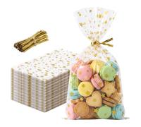 100 sachets cellophane transparents avec liens torsadés pour friandises | Parfait pour biscuits, chocolats et cadeaux, fermeture pratique, plastique solide, finition soignée, idéal pour fêtes
