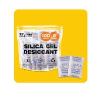 100 Sachets Déshumidifiants en Gel de Silice, 2g - Absorbant d'Humidité Haute Performance, Réutilisables & Non Toxiques - Pour Aliments, Vêtements, Électronique