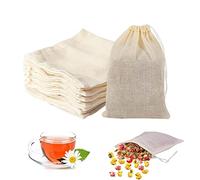 100 Sachets Filtre à Thé de Coton Sachet de Thé Vide Mousseline avec Cordon Sachet de The a Remplir Reutilisable Pour Thé en Vrac, EPices, Vanille, Café (6 X 8 cm)