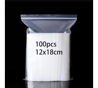 100 Sachets transparents en plastique refermables, sac de serrure à fermeture à glissière réutilisable fort, épaississement et durable, serrure pour fermer à clef 12x18cm