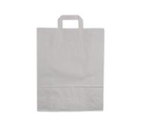 100 Sacs kraft blanc à poignées plates 16 LITRES : 40 cm haut x 32 large x 12 cm soufflet un cabas boutique élégant et solide et renforcé et résistant. Cabas boutique, sac cadeau, emballage.