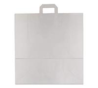 100 Sacs kraft blanc à poignées plates 36 LITRES : 47 cm haut x 45 large x 17 cm soufflet. Grand cabas boutique élégant, solide, renforcé et résistant. Cabas boutique, sac cadeau, emballage.