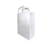 100 Sacs Kraft Blanc à poignées Plates 6 litres : 28 cm Haut x 22 Large x 10 cm Soufflet Un Petit Cabas Boutique élégant, Solide et renforcé. Cabas Boutique, Sac Cadeau, Emballage.