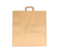 100 Sacs papier écrus à poignées renforcées 36 LITRES 47H x 45L x 17 cm soufflet grand cabas boutique solide, résistant idéal pour la vente boutique, commerce, transport de produits volumineux