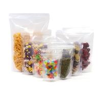 100 sacs transparents dressés SumDirect pour aliments surgelés de 14x23 cm, Pochettes dressées réutilisables avec fermetures à glissière, Sac d'emballage de l'encoche à déchirure thermo