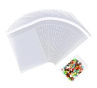 100 sacs transparents en cellophane - Sacs en cellophane réutilisables auto-adhésifs (12 x 18 cm), petits sacs de bonbons autocollants pour biscuits, bonbons, bijoux et cadeaux