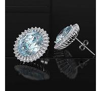 100% saphir simulé Moissanite Gemstone Stud Moucles d'oreilles Femme Boucles d'oreilles Bijoux