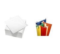 100 Serviettes Blanc en ouate 2 Plis FSC® - 33x33cm + Nappe en papier gaufré 1,18x20m Blanc