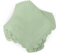 100 Serviettes en Papier Jetables, 25 x 25 cm, Cocktail, Serviettes de Table 2 Plis pour Dîner, Fête, Anniversaire et Décoration de Mariage (Vert Sauge)