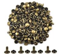 100 Set Rivets en Cuir Double Rivet Tubulaire Rivet Clous Goujons de Double Casquette en Métal de Tête Rond Plate pour DIY Bricolage Cuir Craft Sac Ceinture Sangle Réparation Décoration, Bronze 8mm