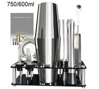 (100) Shaker à cocktails 750 ml et 600 ml, ensemble d'outils de barman pour cocktails et vin, avec support