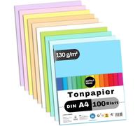 100 Sheets Of Pastel Card Din A4, Drawing Paper, Bulk Dyed, 10 Different Colours, 130 G/M², Excellent Quality Craft Sheets