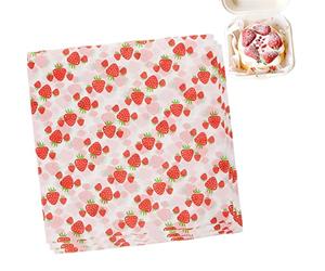 100 Sheets Paper Food Wrapping Food Grade Deli Taco Sandwich Burger Paper Disposable Patterns Food Greaseproof Wax Paper Liners Basket Wrappers Baking Parchment (Strawberry-7 X 7 in)