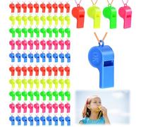 100 Sifflets Plastique Colorés Avec Cordon 5 Couleurs Arbitrage Sport