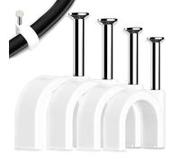 100 soportes de cable con clou en acier fixation et organisateur de Fils, rangement cable, clips cable, accroche cable, pour cables Ethernet, cables de teléfono, cables USB(Blanc)