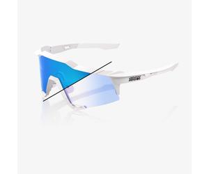 100% - Speedcraft - Lunettes de soleil Pearl White Glitter - Blue Mirror Photochromic Cat 0-2
