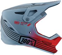 100% Status Stripes Casque de descente, Gris/Rouge, Taille XL (61/62)