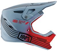 100% Status Stripes Casque de descente pour jeunes, Gris/Rouge, Taille Y/S (47/48)