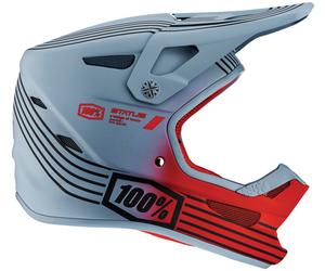 100% Status Stripes Casque de descente pour jeunes, Gris/Rouge, Taille Y/S (47/48)