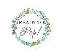 100 STICKERS Autocollants Baby Shower - Ready to POP Popcorn Labels - 40MM ROND Couronne florale étiquettes pour faveurs de Babyparty/bombonieres/Mommy-To-Be party favour/Craft/dragees - 168