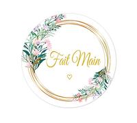 100 STICKERS Autocollants Fait Main Mariage/Noël Aquarelle fleur Etiquettes,40MM ROND cadeau Joints de Mariage,Baptême,cartes,dragees,enveloppe - UNI 328 (001)