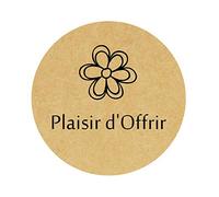 100 STICKERS Autocollants Kraft cadeaux Plaisir d'Offrir - Fleur rustique Mariage étiquettes,40MM ROND labels pour faveurs de Mariage/Baptême/Noë/cartes/dragees/Sac de fête- UNI 313